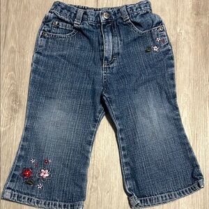 Kids Denim Jeans with Floral Embroidery